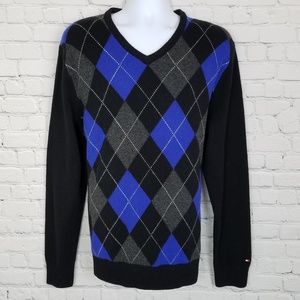 Tommy Hilfiger Argyle Sweater, 100% Lambswool, XL